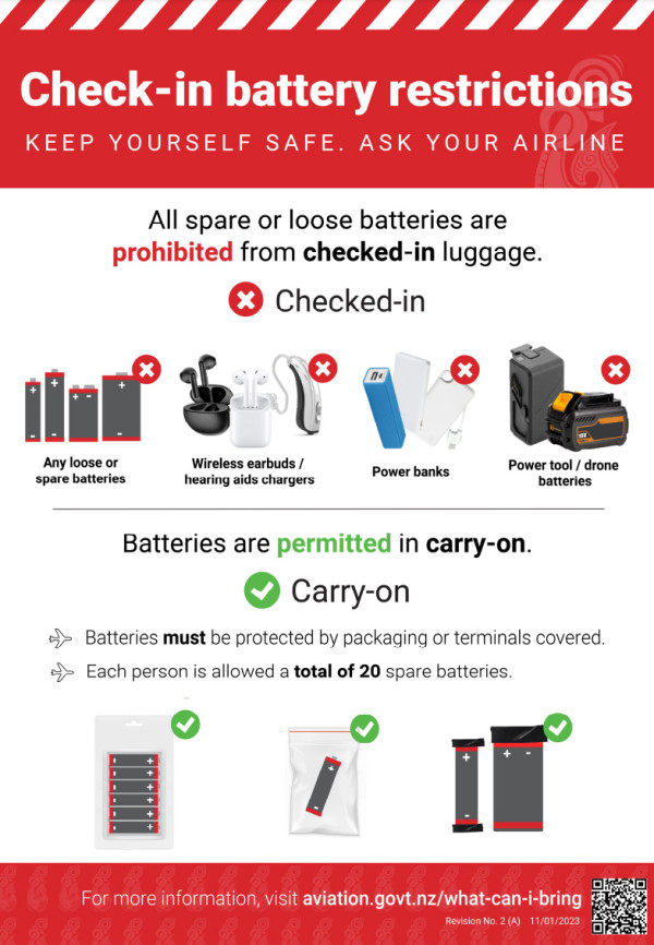 Check-in battery restrictions