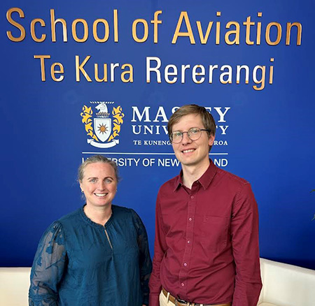 Claire Walton and Dr Isaac Henderson of Massey’s School of Aviation.