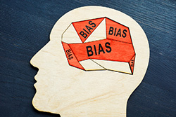 Outline of human head with the word bias